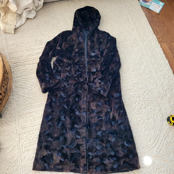 Vtg Short-haired mink Fur Coat with Hood Heavy 52 in. - Picture 4 of 10